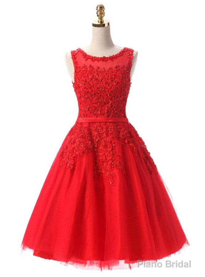 Red Lace Short Homecoming Dress Main image