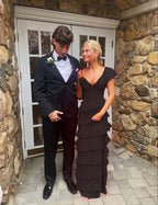 Long Red Formal Prom Dresses, Sexy Lace Formal Evening Dresses With Slit