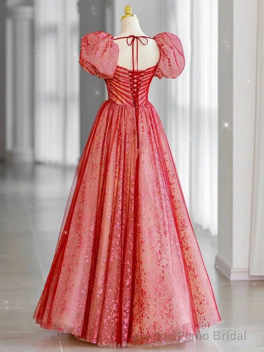 Red Long Prom Dresses, Aline Red Formal Graduation Dresses Main image