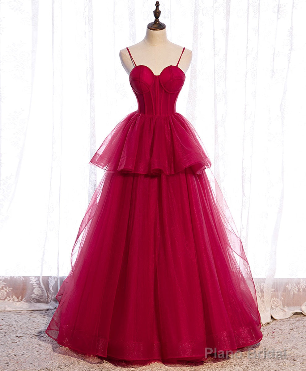 Red Long Prom Dresses, Sweetheart Neck Red Formal Gown Secondary image