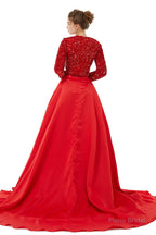 Long sleeve Sequin Prom Dresses with Detachable Skirt