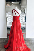 Red one shoulder long Formal Prom dress red evening dress