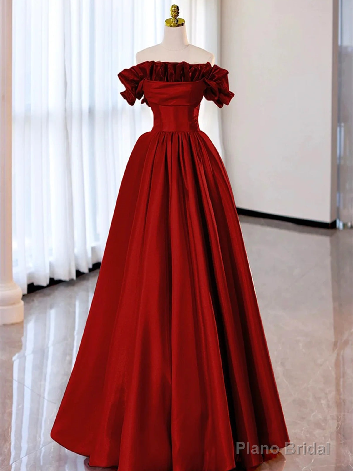 Red Pink Satin Long Prom Dresses, Red Pink Satin Long Formal Evening Dresses Secondary image