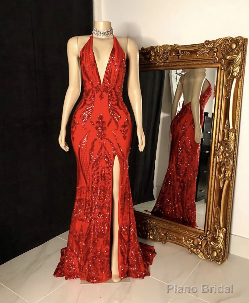 Red Prom Gown,Floor length Prom dress,mermaid gown Main image