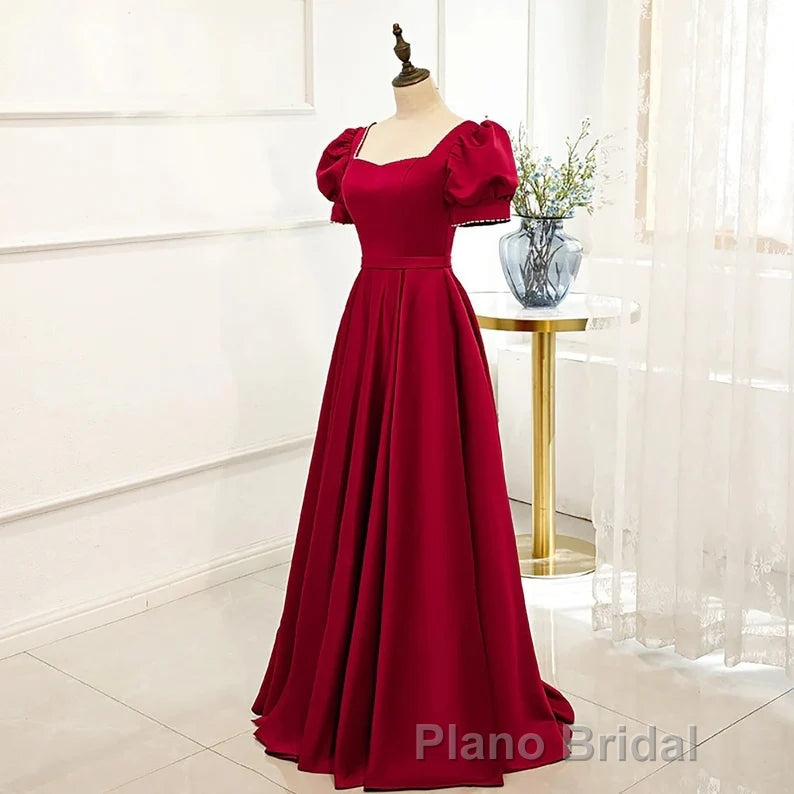 Red Puff Sleeve Formal Prom Dresses / Red Bridesmaid Dresses / Victorian Dresses Secondary image