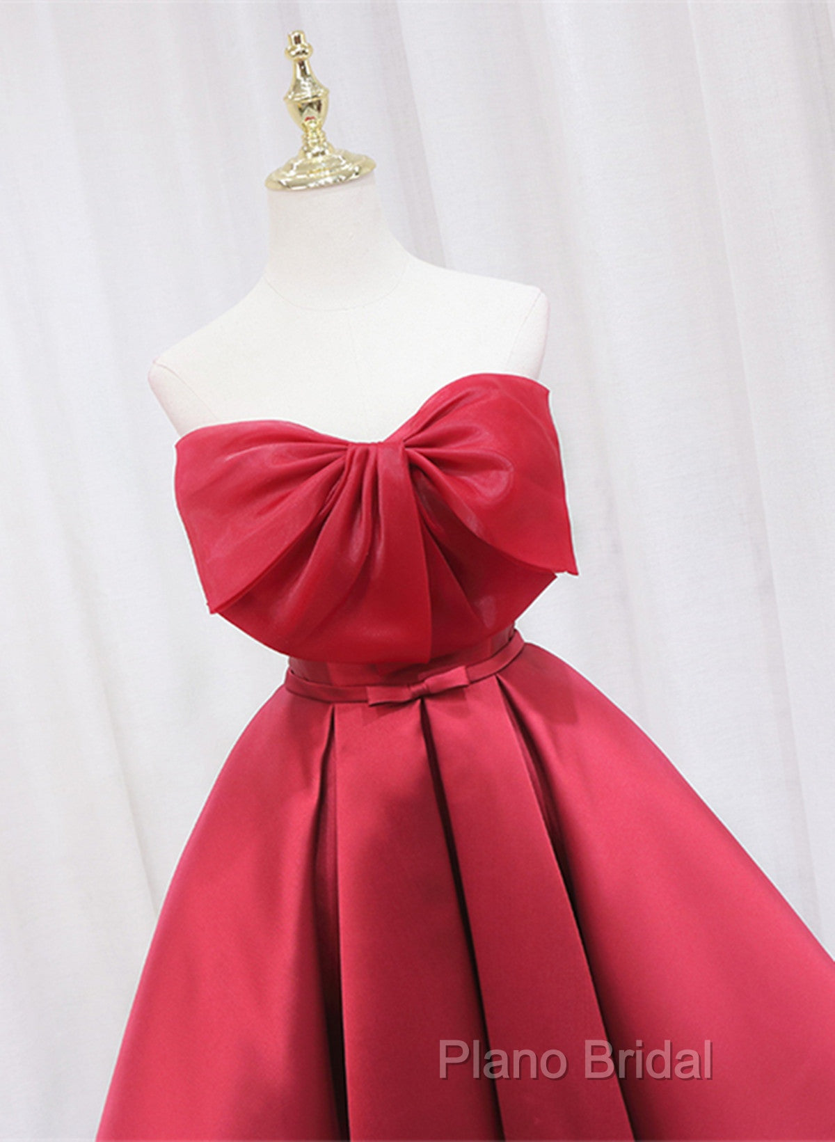 Red Satin Short Formal Prom Dresses Party Dresses, Lovely Red Knee Length Homecoming Dresses Secondary image
