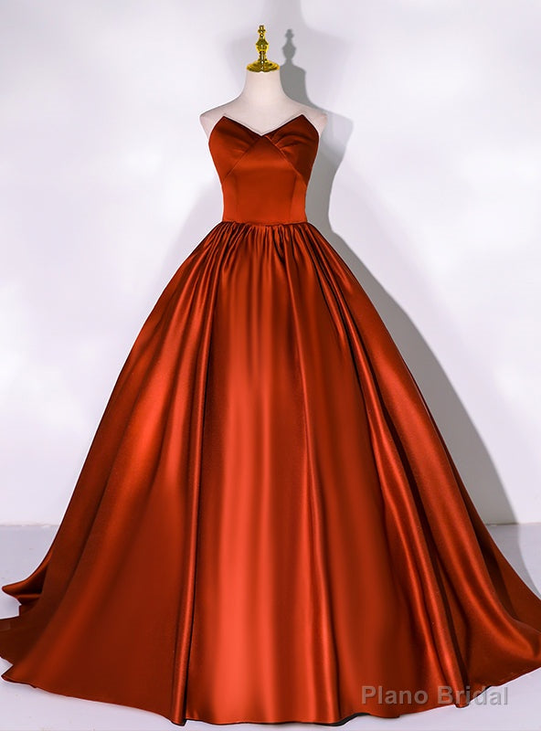Red Satin Strapless Quinceanera Dress Main image