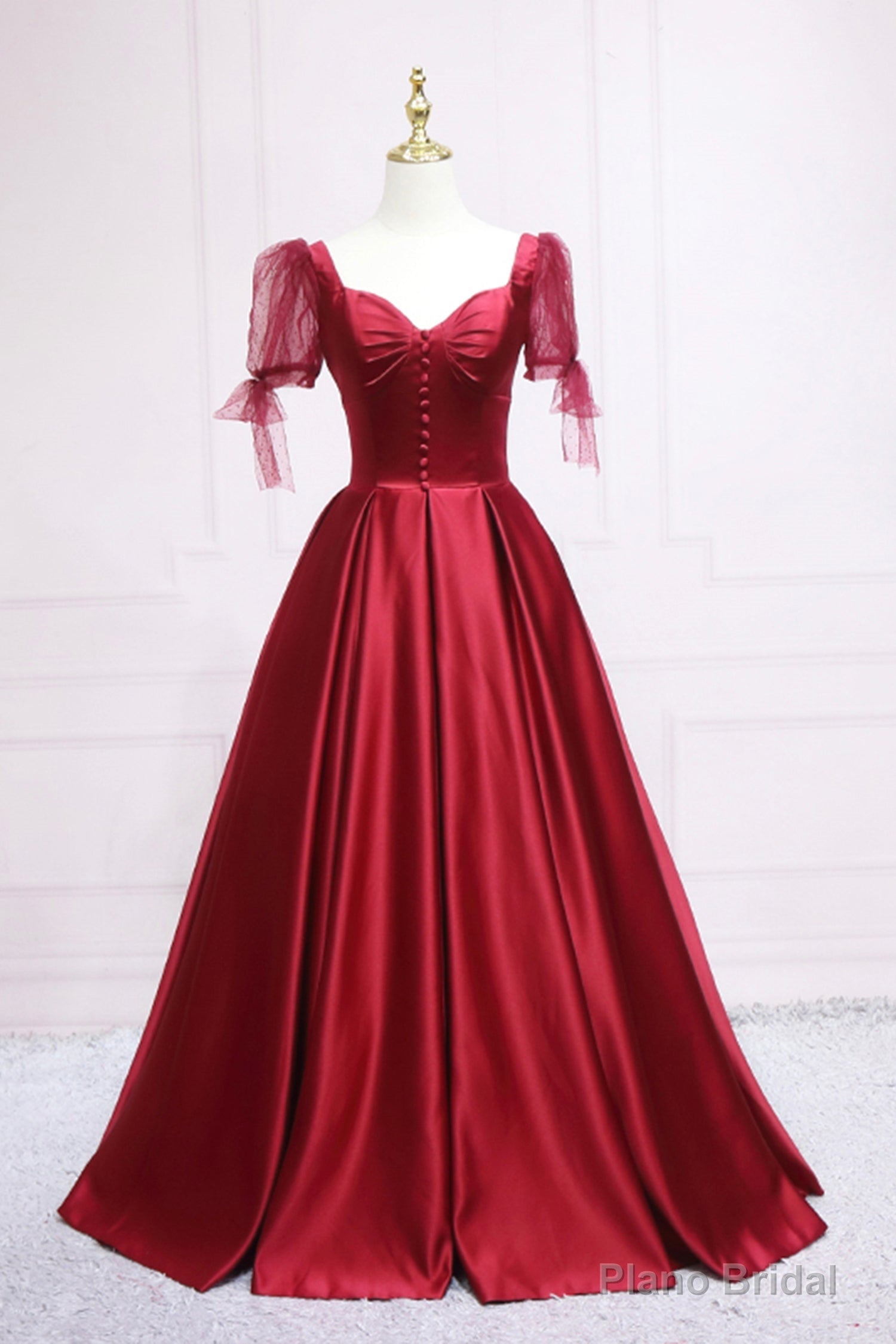 Red Satin Sweetheart Neckline Long Formal Dress, A-Line Evening Graduation Dress Secondary image