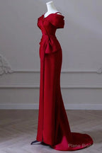 Red Satin Sweetheart Straps Long Formal Dress Red Long Prom Dress