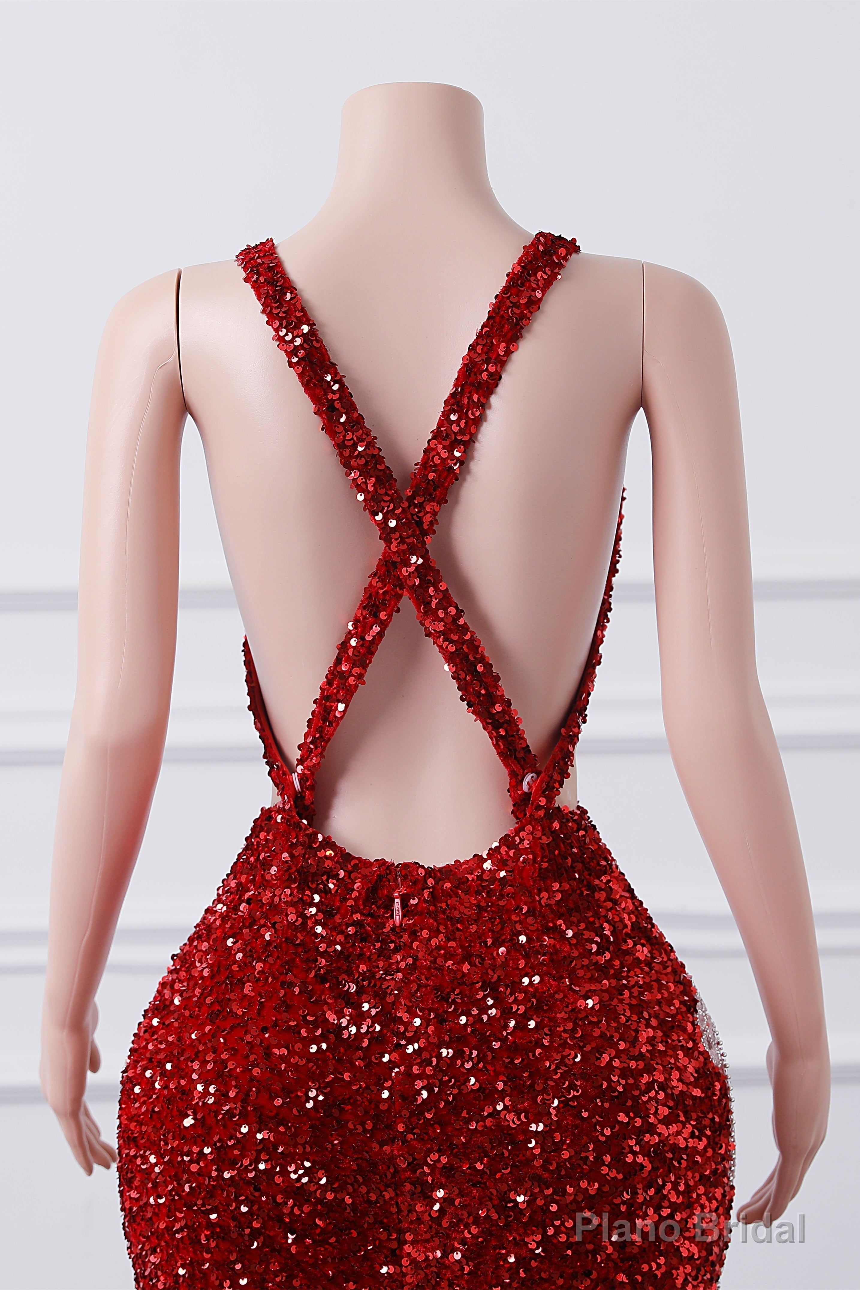 Red Sequin Mermaid Prom Dresses Luxury Silver Crystal Beaded Sheer Neck Long Formal Party Evening Gowns for Black Girls