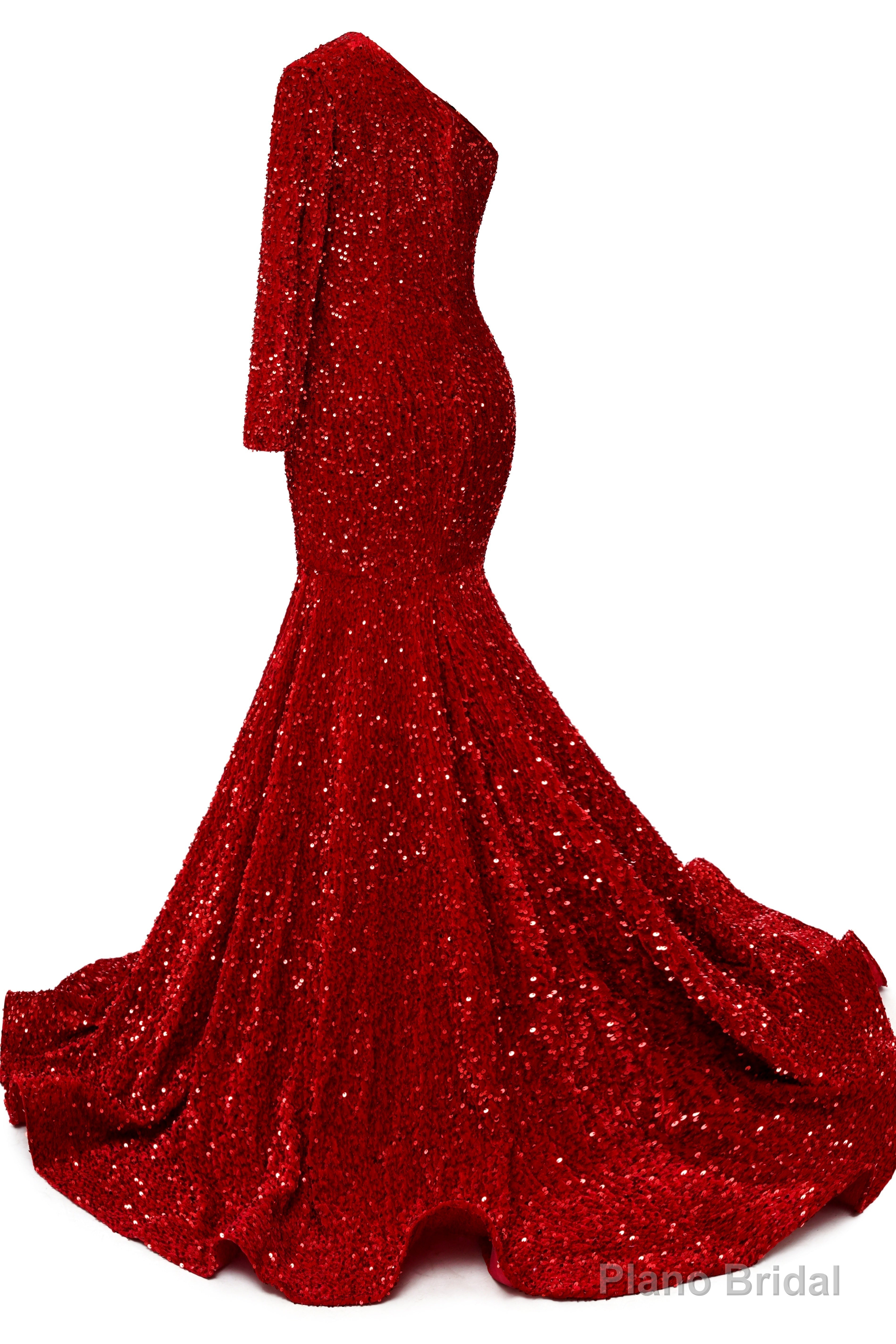 Yellow Sequins Mermaid Prom Dresses One Shoulder Evening Dresses Floor Length Wedding Party Gowns