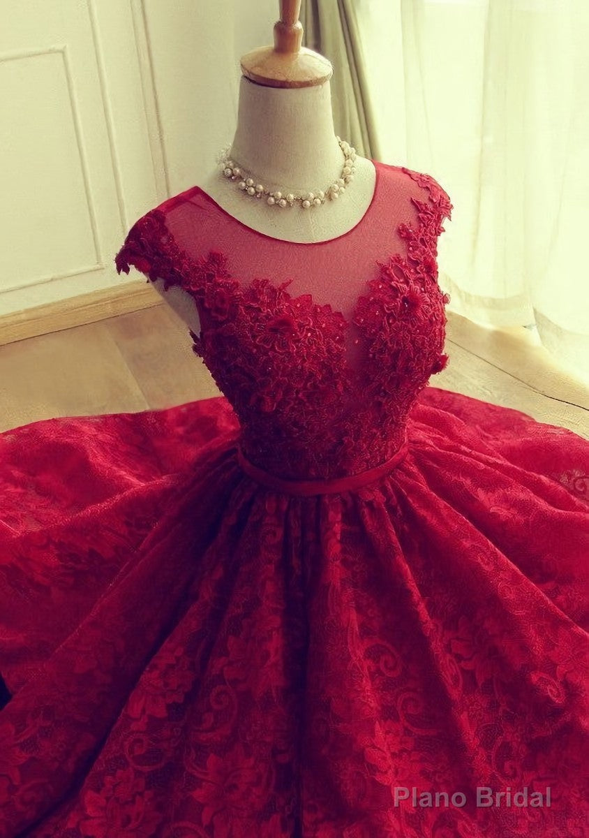 Red Short Lace Homecoming Dresses,Knee-length Prom Dress,Party Gown Main image
