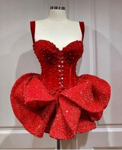 Red Sleeveless Homecoming Dresses Sequined Mini Formal Evening Gown,