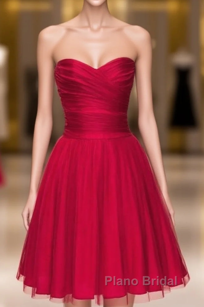 Red Sweetheart Ruches Short Homecoming Dresses Main image