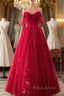 Red Sweetheart Tulle Long Beautiful Formal Prom Dresses, Wine Red Party Dresses Evening Gown