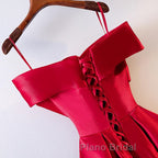 Red Tea Length Formal Prom Dresses, Red Tea Length Formal Bridesmaid Dresses