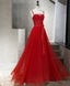 Red Tulle Long Prom Dress, Red Tulle Evening Dress