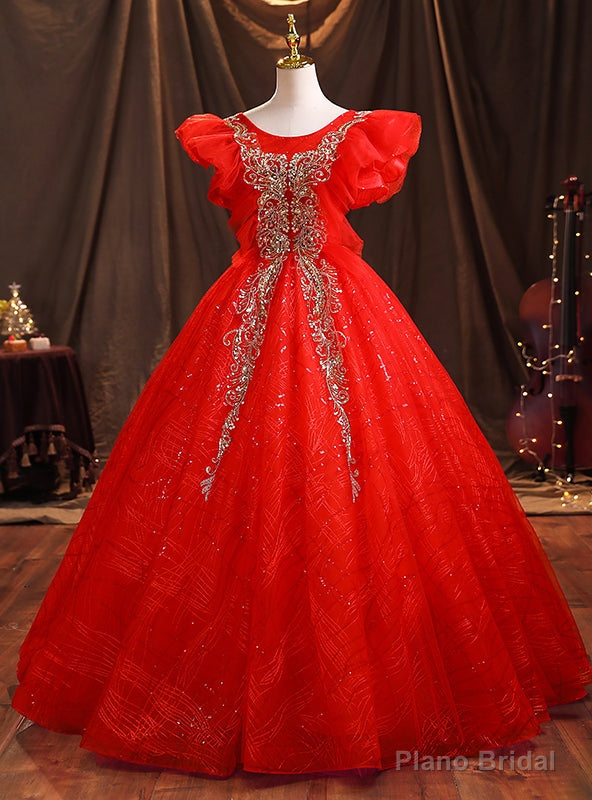 Red Tulle Sequins Appliques Quinceanera Dresses Main image