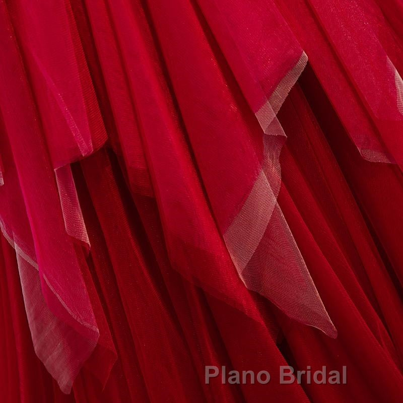 Red V Neck Long Formal Prom Dresses with Corset Back, Red Floor Length Formal Prom Gown, Evening Dresses