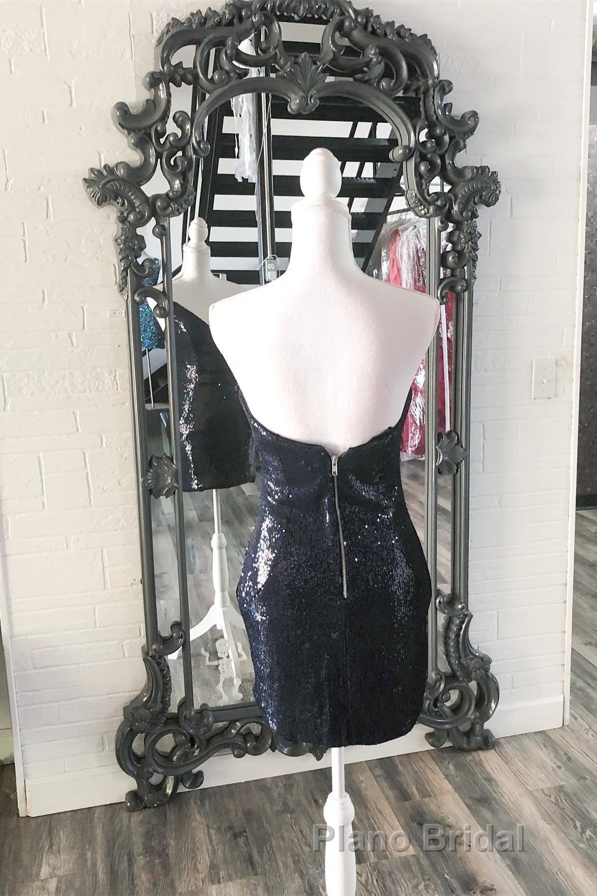 Blue Sequin Strapless Bodycon Homecoming Dresses