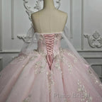 Renata | Blush Ball Gown Lace Strapless Sleeveless Quinceanera Dresses