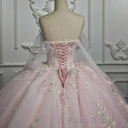 Renata | Blush Ball Gown Lace Strapless Sleeveless Quinceanera Dresses