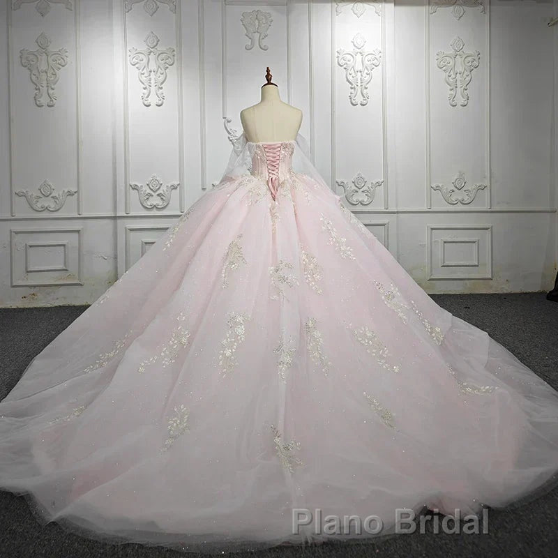 Renata | Blush Ball Gown Lace Strapless Sleeveless Quinceanera Dresses