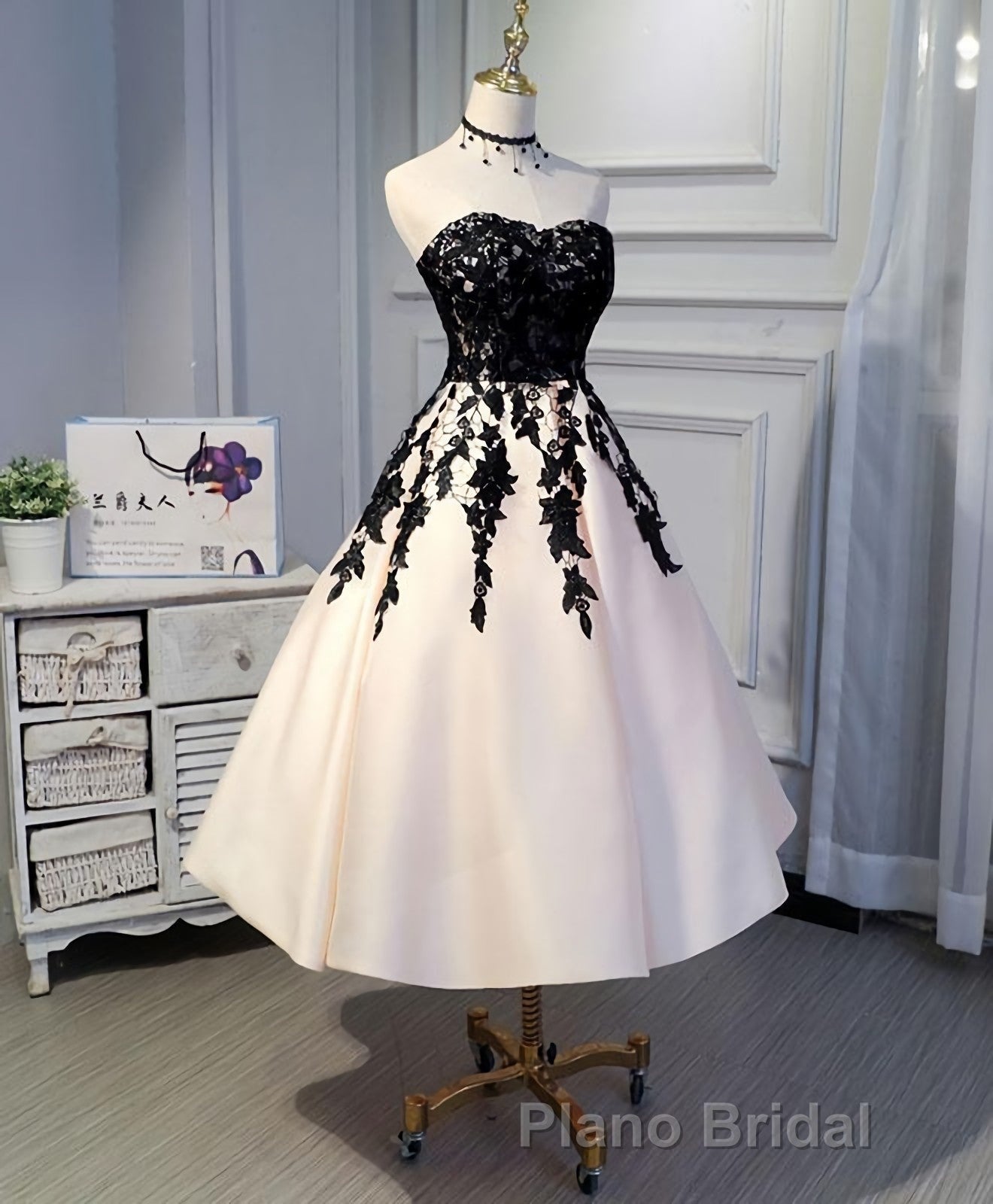 Champagne Lace Short Formal Prom Dresses, Lace Evening Dresses