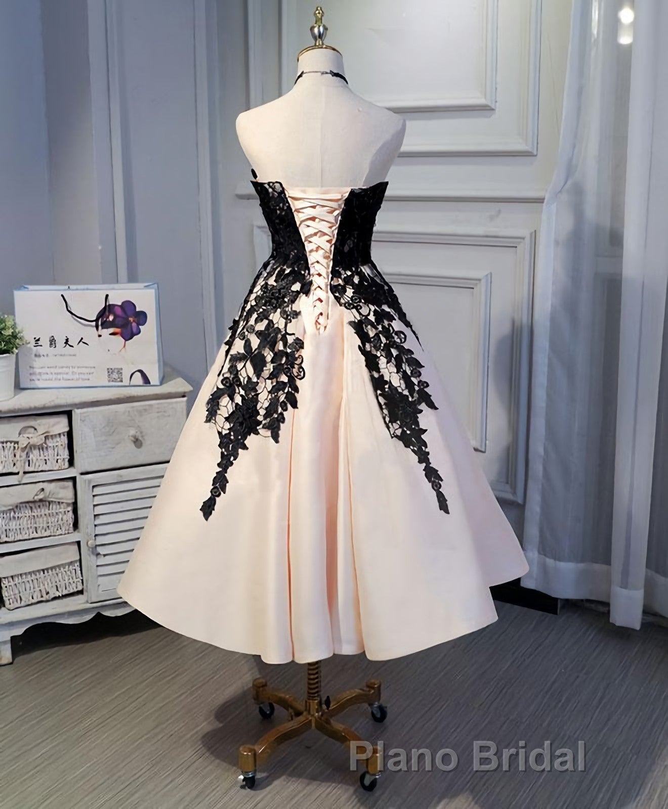 Champagne Lace Short Formal Prom Dresses, Lace Evening Dresses