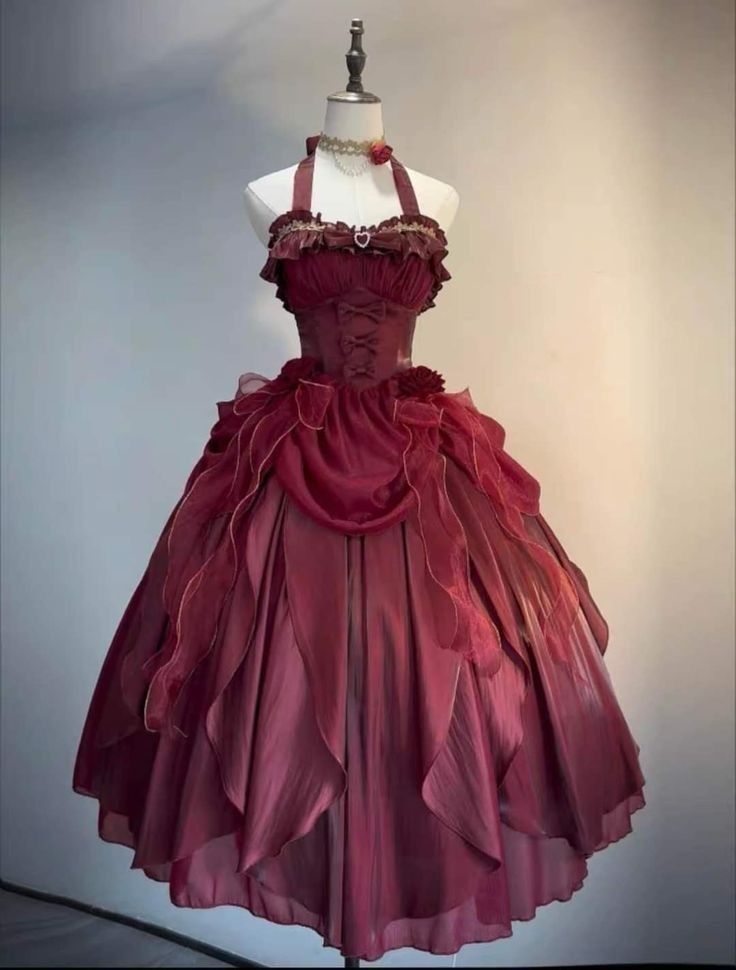 Retro Ball Gown Halter Burgundy Party Dresses Formal Prom Dresses Formal Evening Dresses Main image