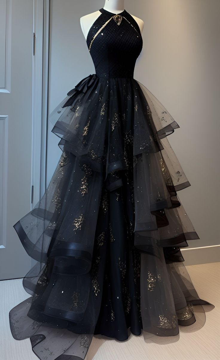 Retro Ball Gown Scoop Neckline Black Tulle Party Dresses Formal Prom Dresses Formal Evening Dresses Secondary image
