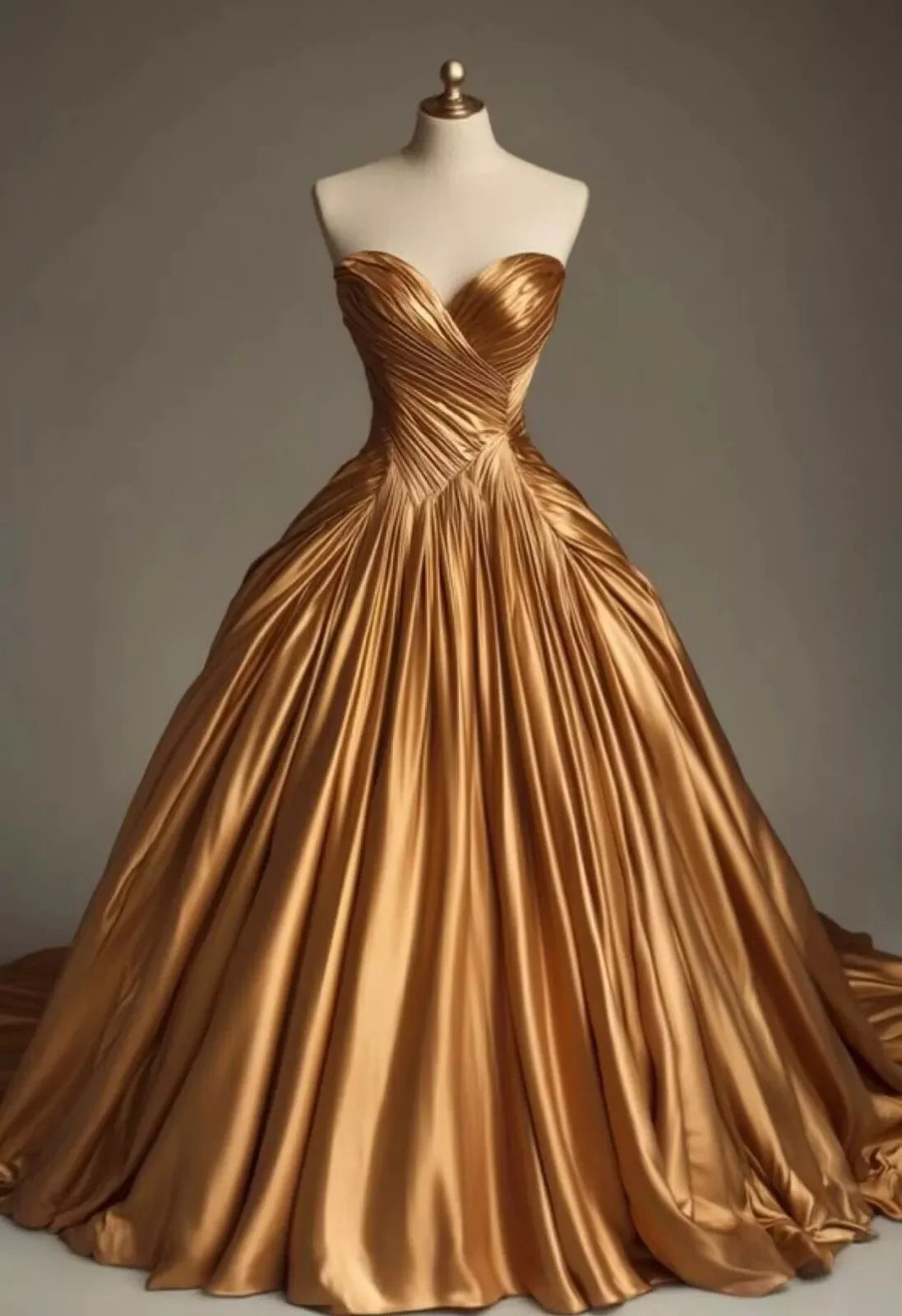 Retro Ball Gown Sweetheart Satin Gold Party Dresses Formal Prom Dresses Formal Evening Dresses