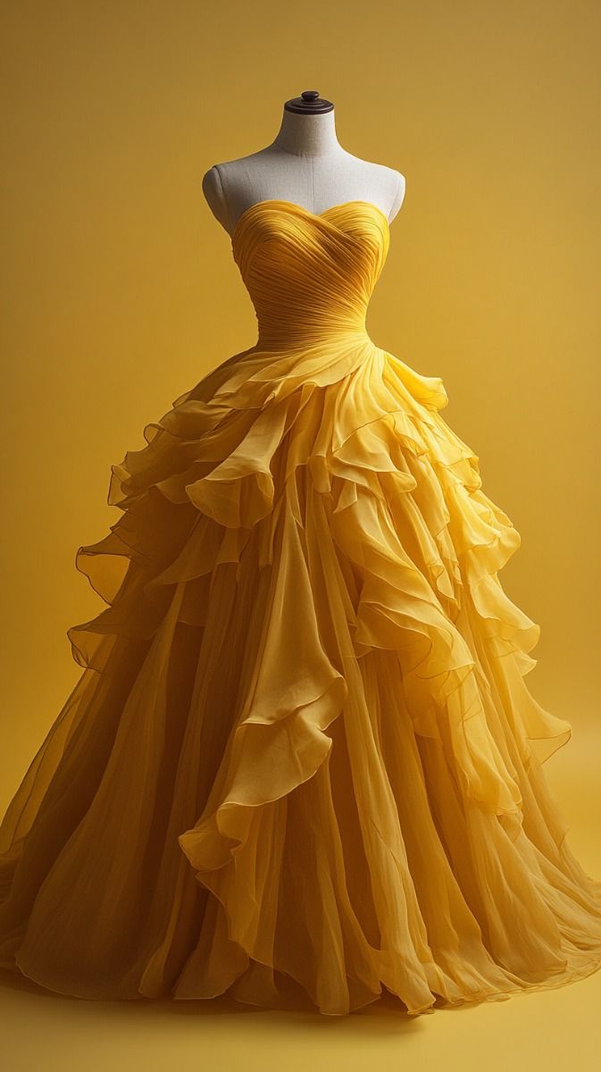 Retro Ball Gown Sweetheart Tulle Yellow Party Dresses Formal Prom Dresses Formal Evening Dresses