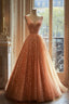 Retro Ball Gown V Neckline Sequin Party Dresses Long Formal Prom Dresses Formal Evening Dresses