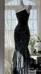 Retro Beautiful Shoulder Strap Beaded Chiffon Irregular Skirt Formal Prom Dresses