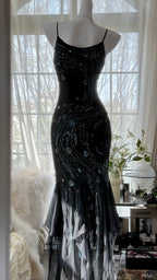 Retro Beautiful Shoulder Strap Beaded Chiffon Irregular Skirt Formal Prom Dresses