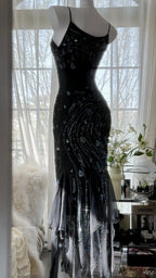Retro Beautiful Shoulder Strap Beaded Chiffon Irregular Skirt Formal Prom Dresses