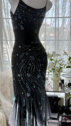 Retro Beautiful Shoulder Strap Beaded Chiffon Irregular Skirt Formal Prom Dresses
