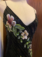 Retro Black Mermaid Deep V Halter Sequined Long Formal Prom Dresses