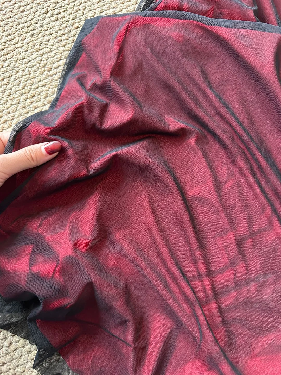 Retro Burgundy Slim-Fit Tube Top Ruffled Tulle Formal Prom Dresses