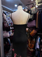 Retro Elegant Black Halter Neck Embroidered Chiffon Long Formal Prom Dresses
