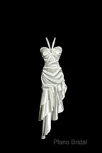 Retro Mermaid Halter Satin High Low Formal Dresses Formal Prom Dresses