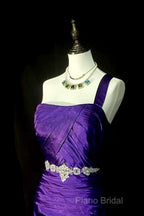 Retro Mermaid One Shoulder Satin Grape Long Formal Dresses Formal Prom Dresses