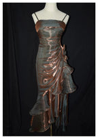 Retro Mermaid Spaghetti Straps Satin Long Party Dresses Formal Prom Dresses