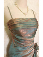 Retro Mermaid Spaghetti Straps Satin Long Party Dresses Formal Prom Dresses
