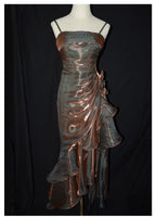 Retro Mermaid Spaghetti Straps Satin Long Party Dresses Formal Prom Dresses