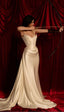 Retro Mermaid Strapless Satin Ruffles Long Party Dresses Formal Prom Dresses