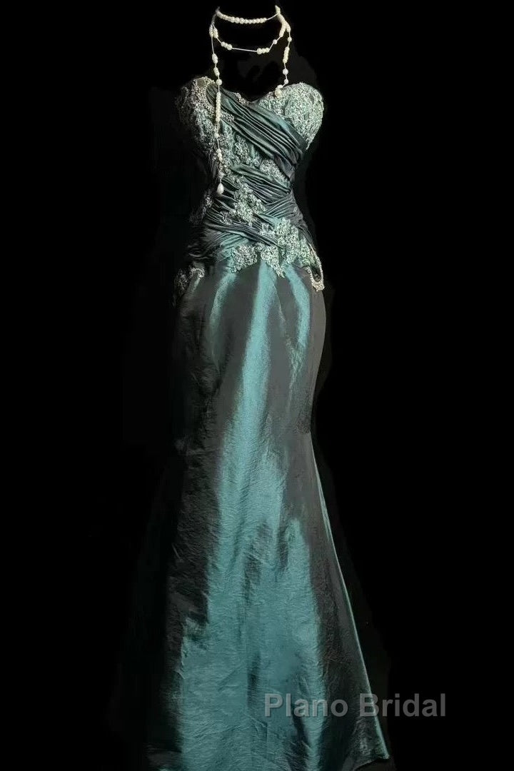 Retro Mermaid Sweetheart Taffeta Long Evening Dresses Formal Prom Dresses