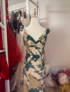 Retro Mermaid V-Neck Jacquard Embroidered Long Formal Prom Dresses