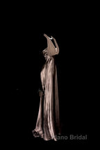Retro Mermaid V Neckline Chiffon Brown Evening Dresses Formal Prom Dresses